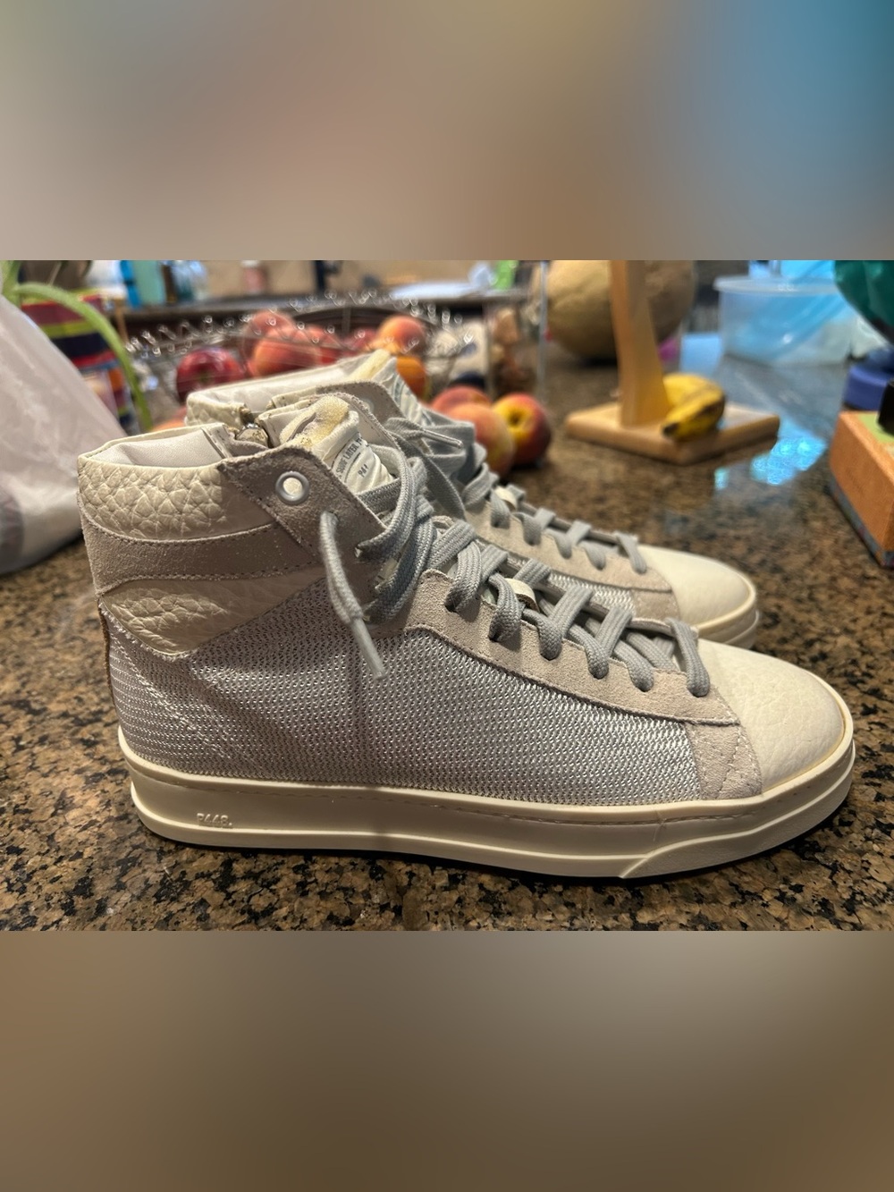 New with tags P448 Women's size 37 High-Top Sneakers in silver and Cream